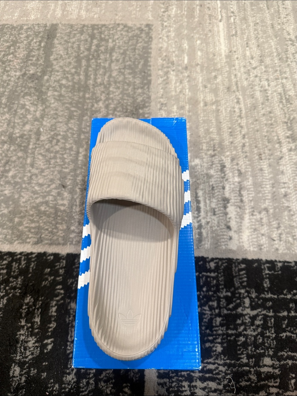 Adilette 22 Beige Ribbed Slide Sandal